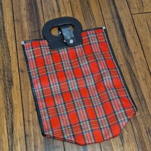 VINTAGE Foldable Plaid Red Bag